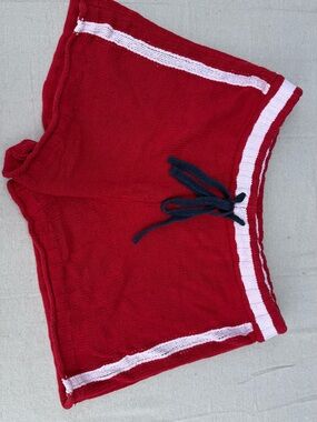 Lou & Grey Red Knit Shorts with White Waistband Stripe